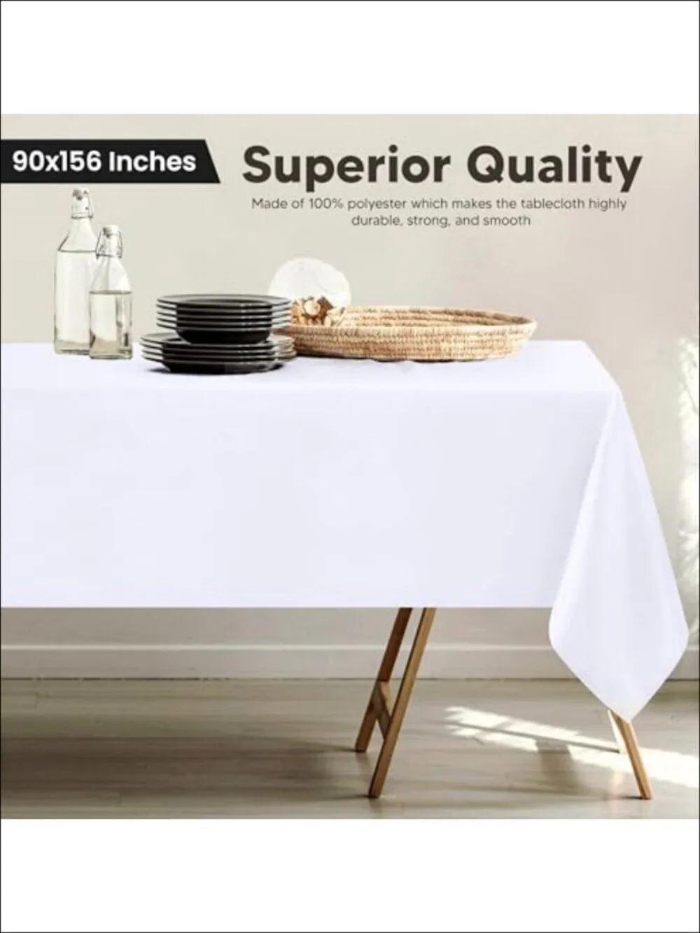 2 Pack Rectangle Tablecloth 90x156 Inch 100% Polyester Stain Resistant Wrinkle